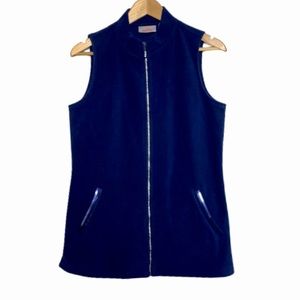 Quacker Factory navy blue fleece vest EUC S